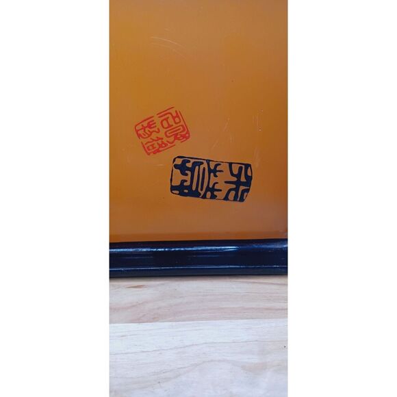 Japanese Lacquerware Urushi Lacquer Embossed Gold Accents Tea Tray w Makers Mark - Picture 14 of 16